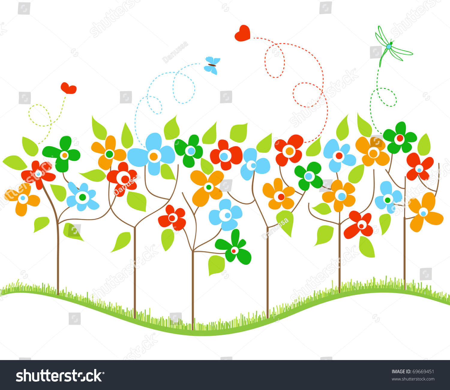 Spring Trees Stock Vector Illustration 69669451 : Shutterstock