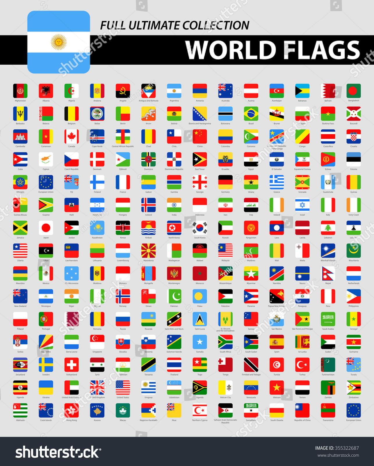 Square Flags Of The World Full Ultimate Collection Vector Collection Of World Flag Icons