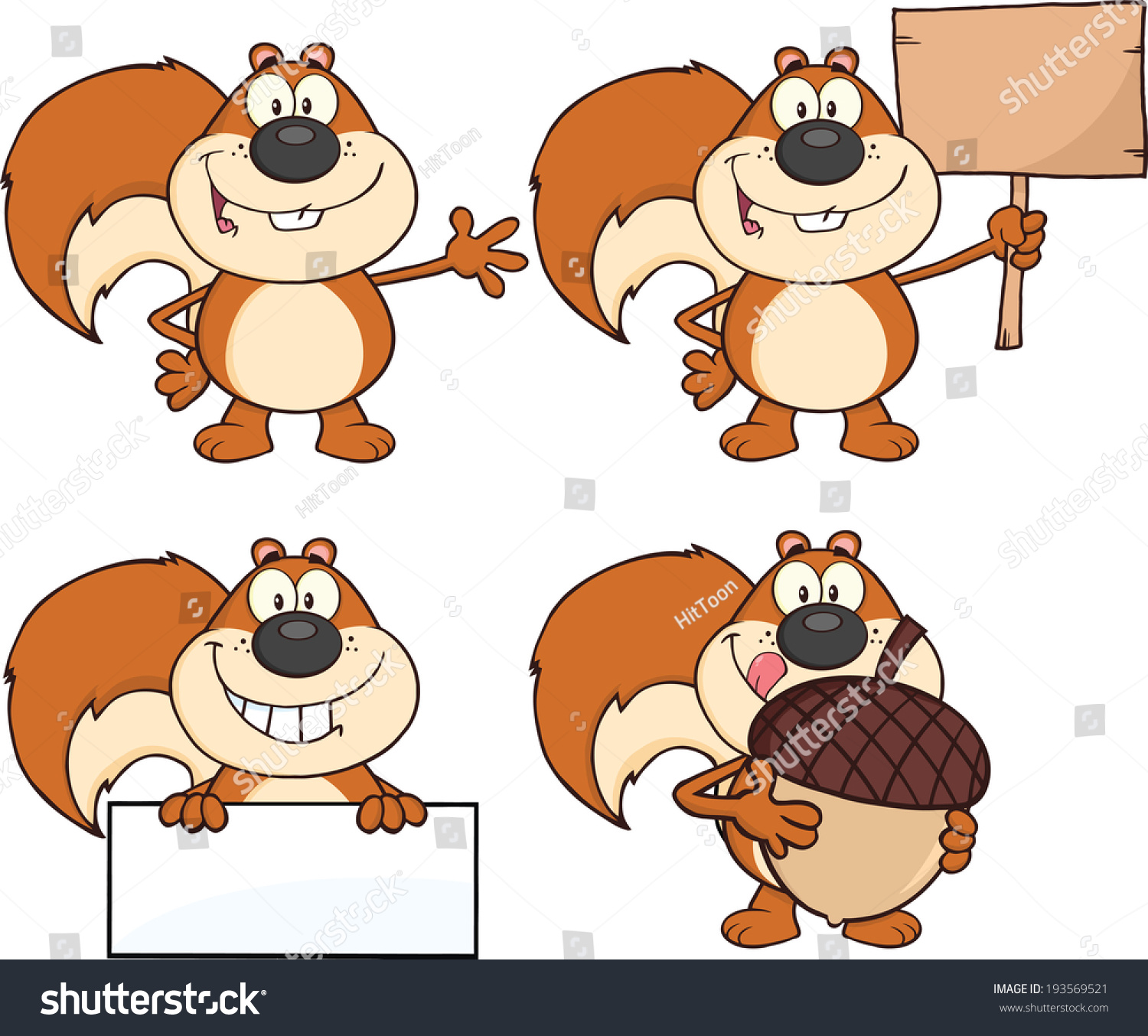 Squirrel Cartoon Mascot Character Vector Collection Stock Vector