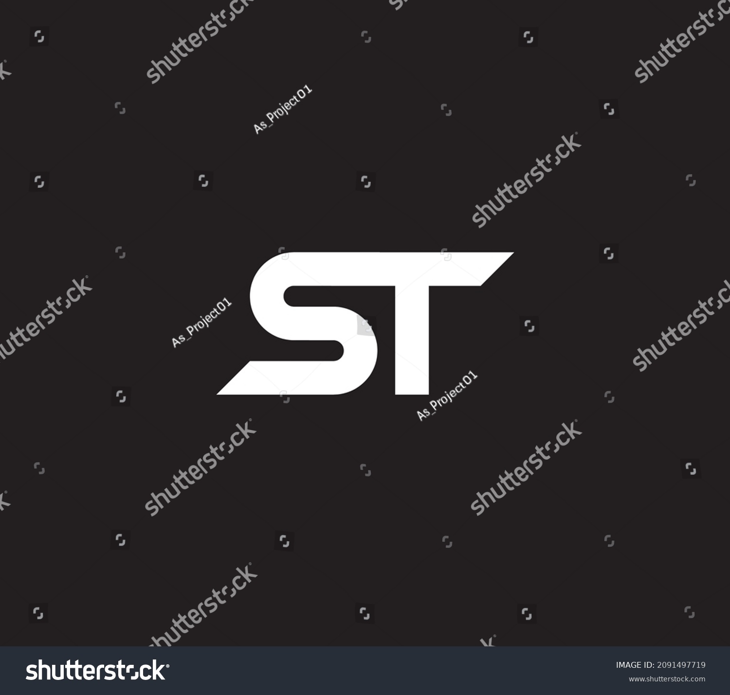 St Initials Letter Typhography Monogram Logo Stock Vector Royalty Free