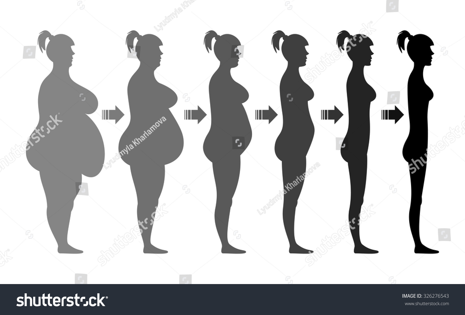 Stages Weight Loss Female Figure Gradual Stock Vector Shutterstock