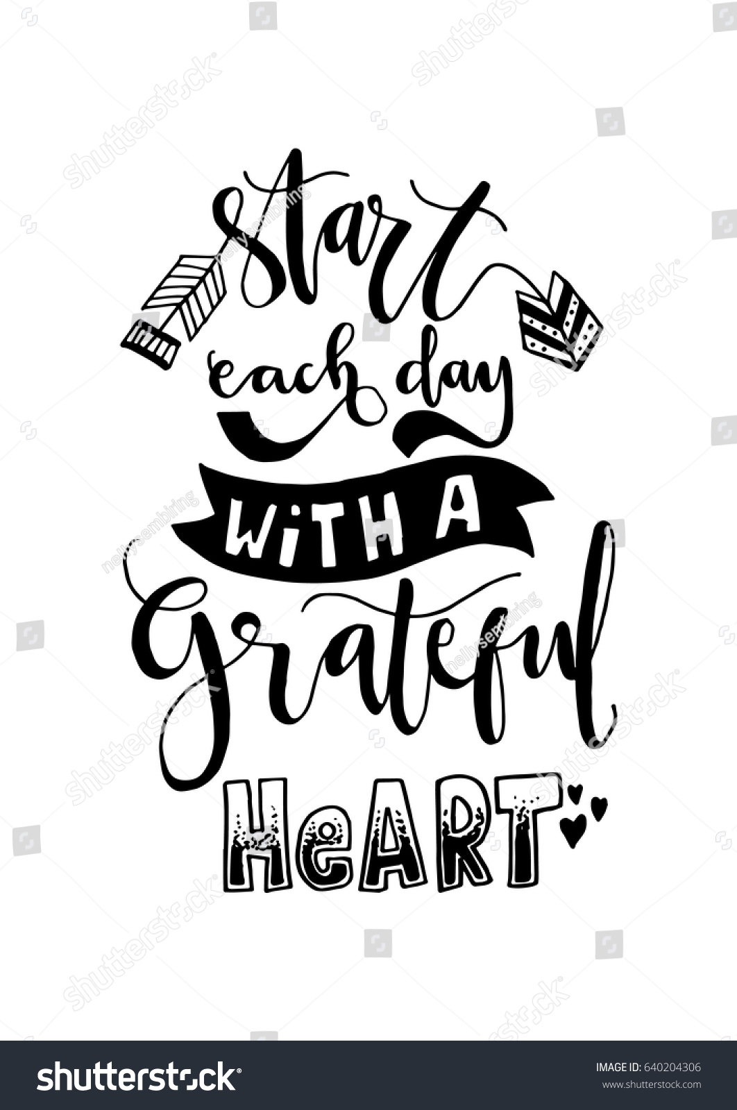 Start Each Day Grateful Heart Hand Stock Vector Royalty Free