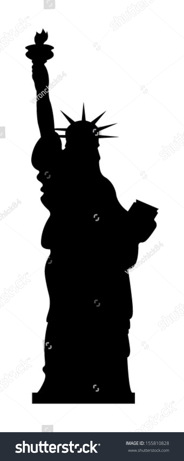 Statue Of Liberty Vector Black Silhouette - 155810828 : Shutterstock