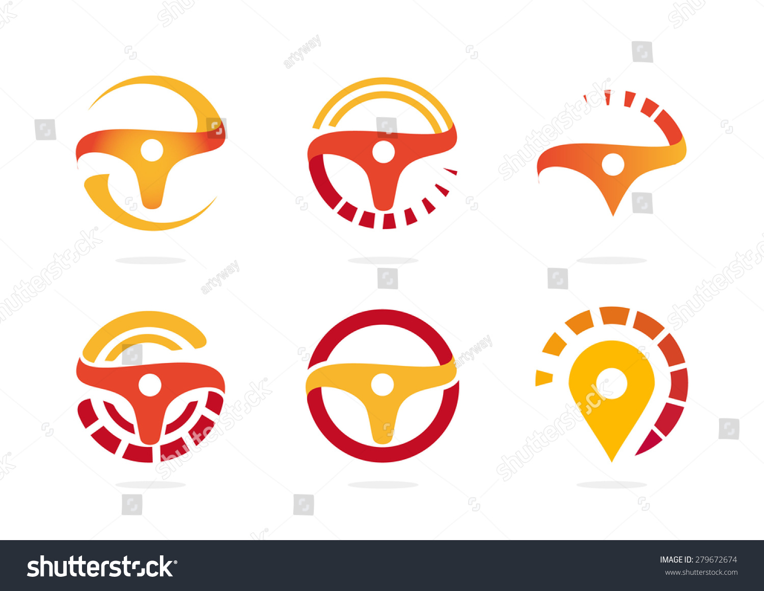 Steering Wheel. Vector Logo Template Unusual Dynamic. Design Element