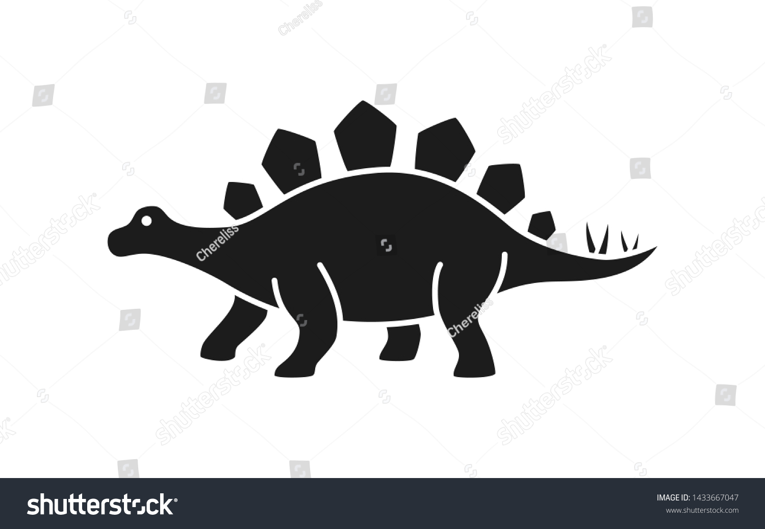 Stegosaurus Vector Silhouette Dinosaur Stegosaurus Black Stock Vector