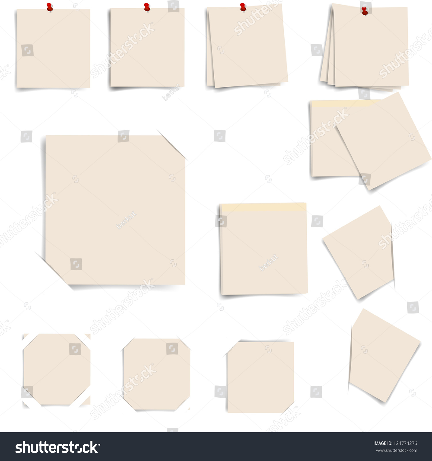 Sticky Note Isolated On White Background, Vector Illustration