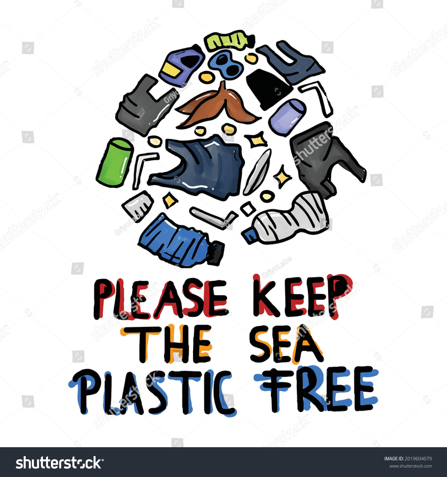 Stop Ocean Plastic Pollution Vector Illustration Stock Vektor Royaltyfri Shutterstock