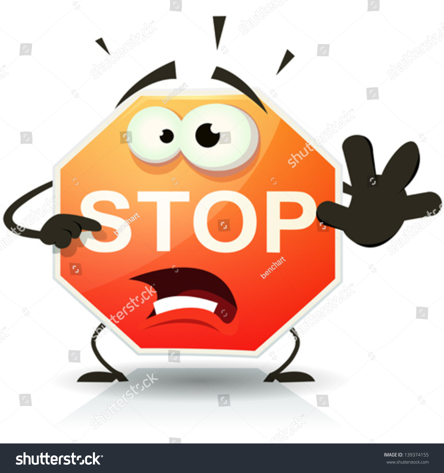 Stop Sign Icon Character Illustration Funny Stock Vector ...