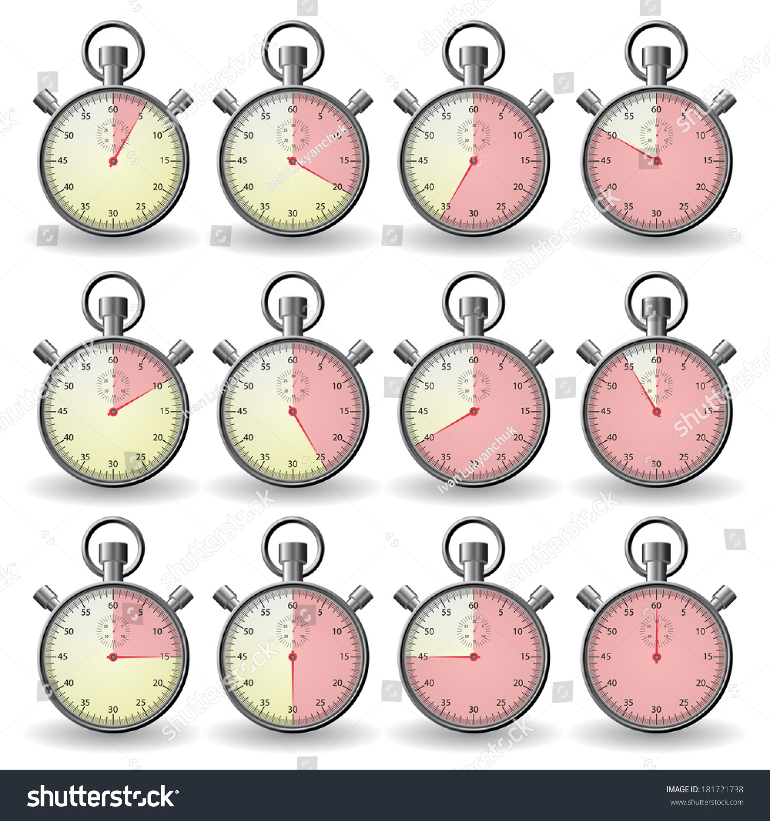 Stopwatch Showing Different Time Stok Vektör İllüstrasyonu 181721738 Shutterstock 4510