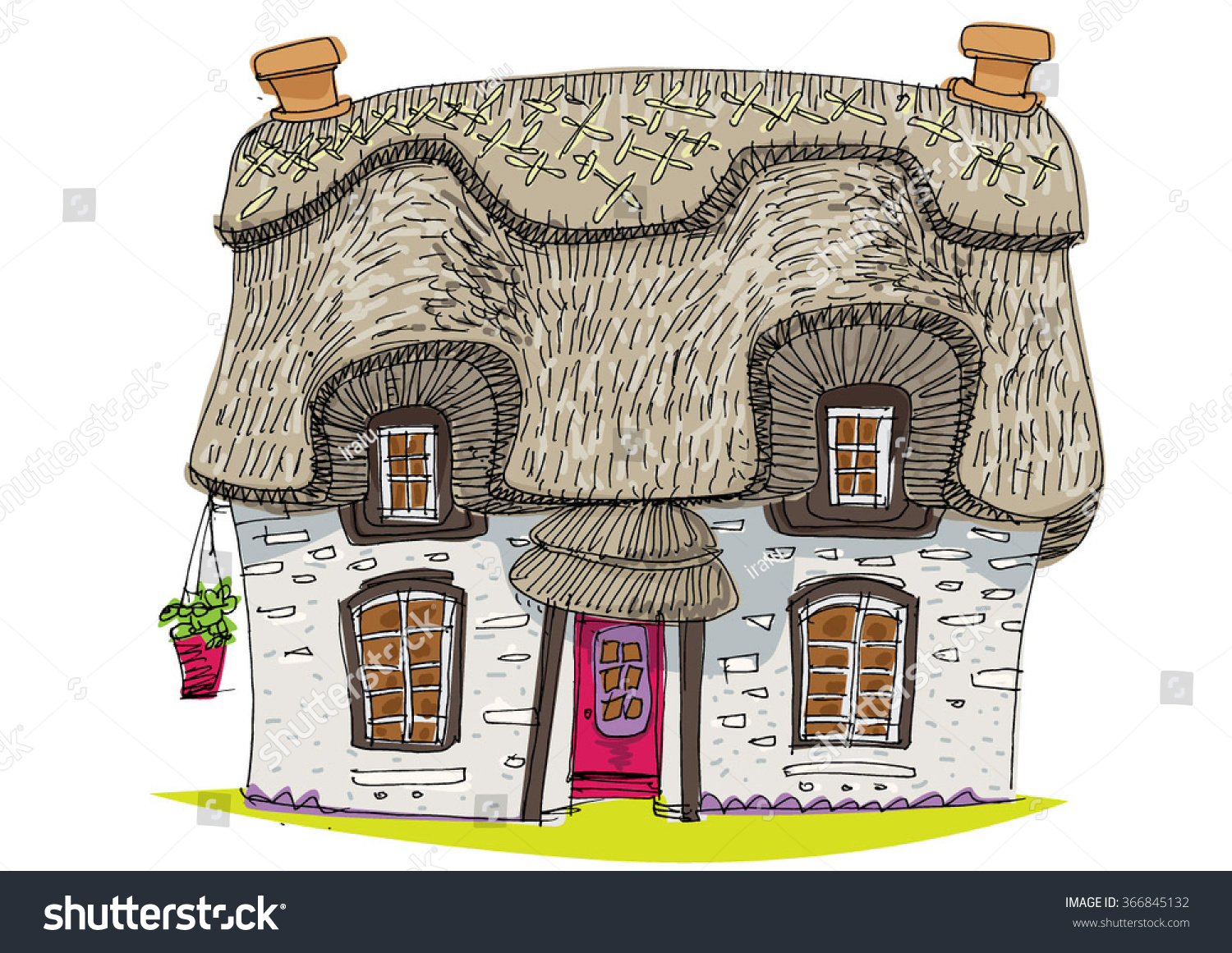 Straw Covered Traditional Vintage House Cartoon Stock Vector Royalty