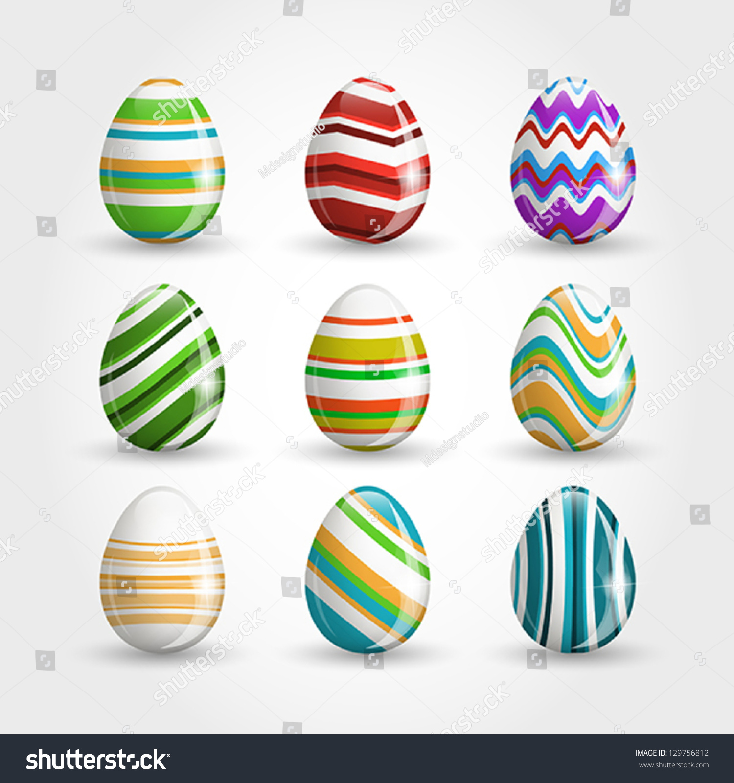 Striped Easter Eggs Easter Spring Concept Stock Vector Royalty Free