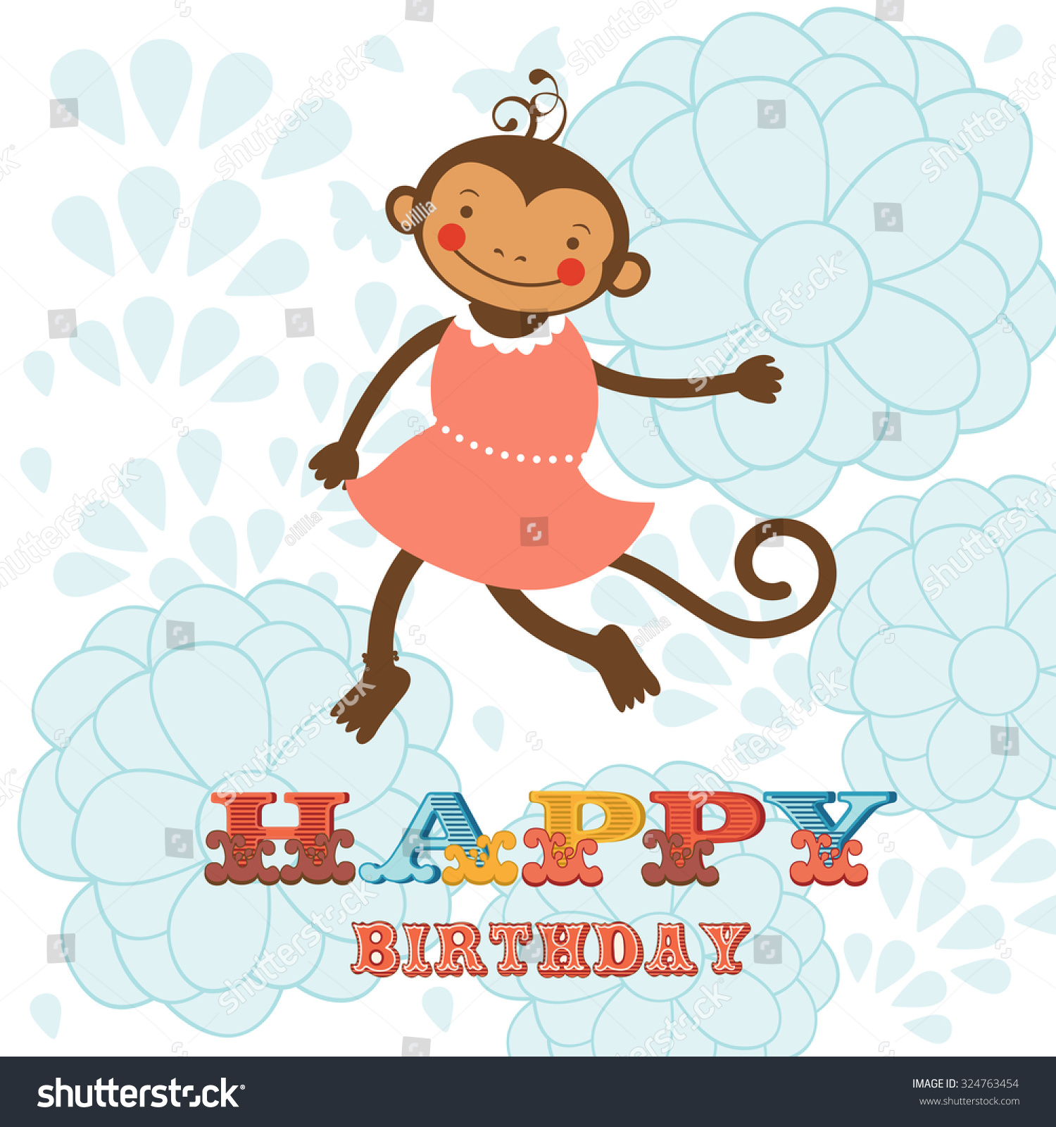 Happy birthday to you обезьяны открытка 33