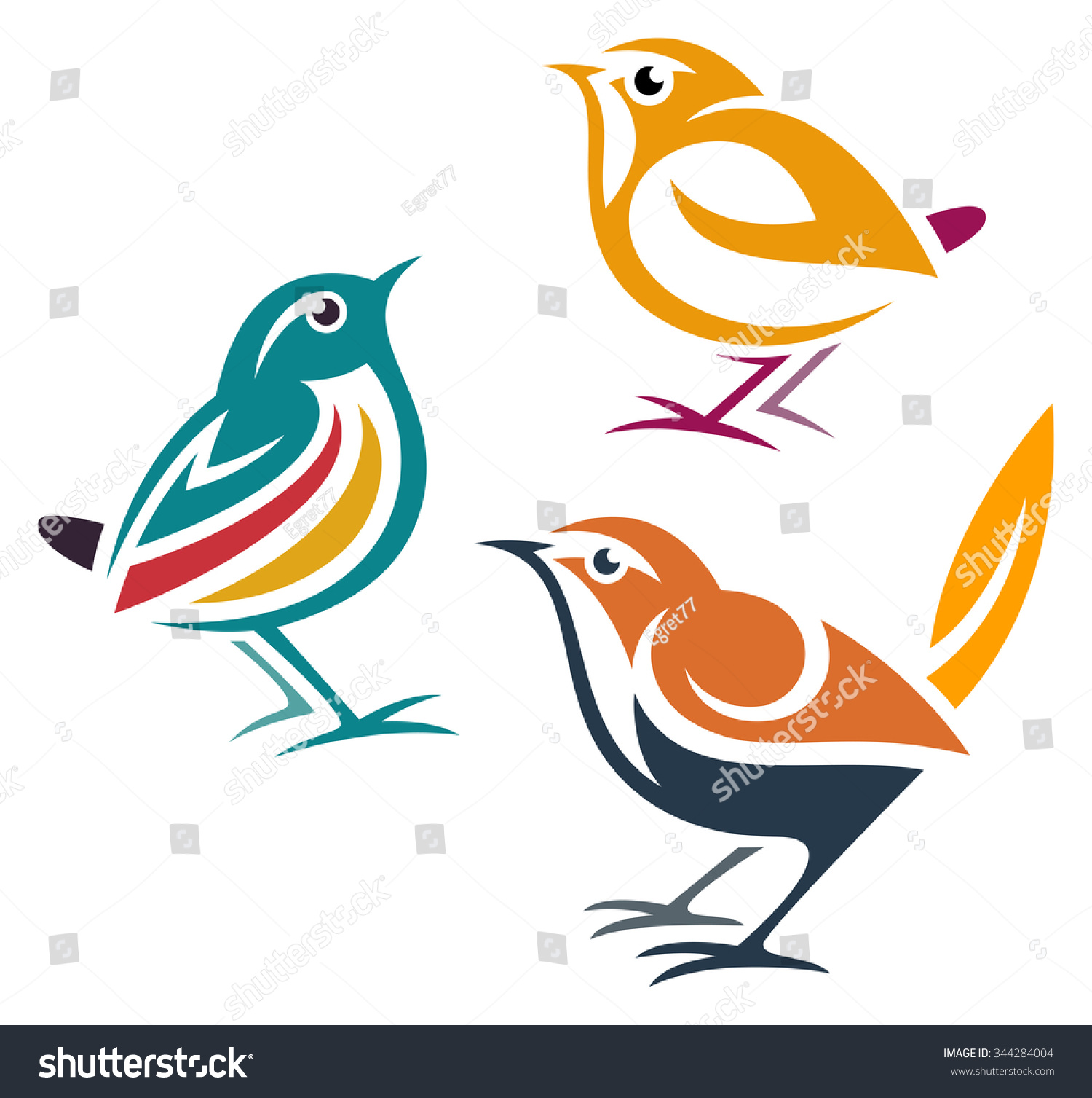 Stylized Birds Stock Vector Illustration Shutterstock