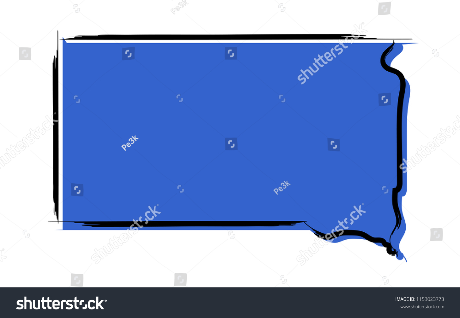 Stylized Blue Sketch Map South Dakota Stock Vector Royalty Free