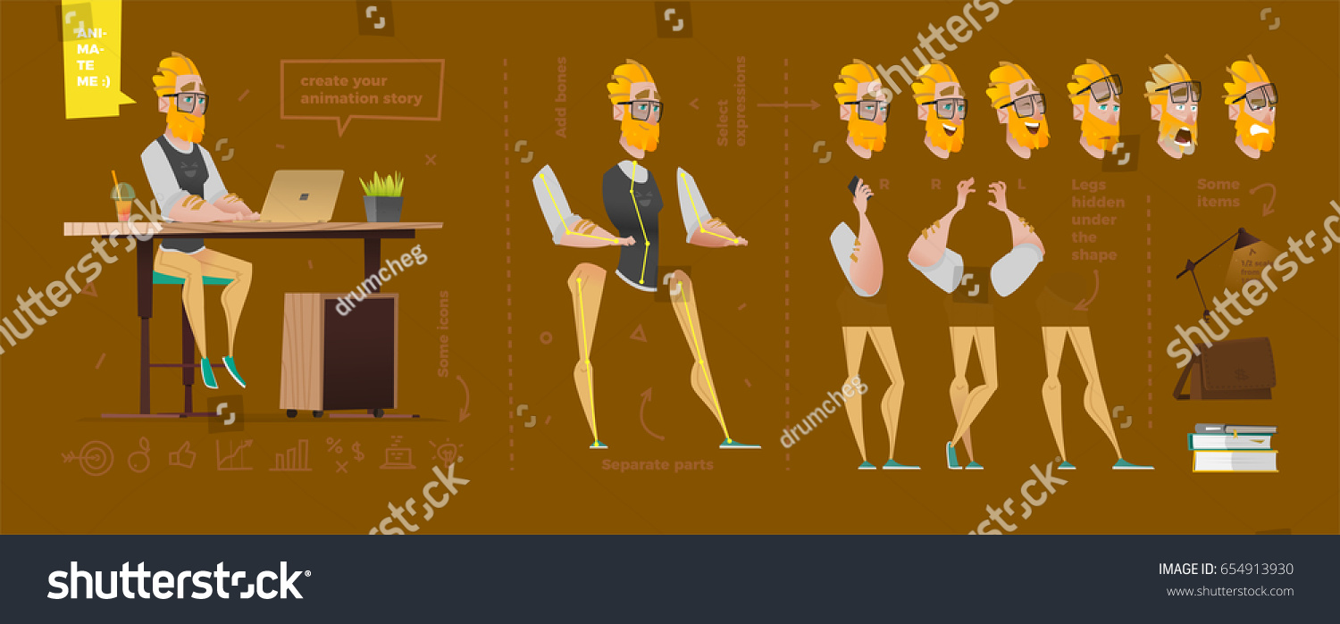 Stylized Characters Set Animation Some Parts Stock Vector Royalty Free