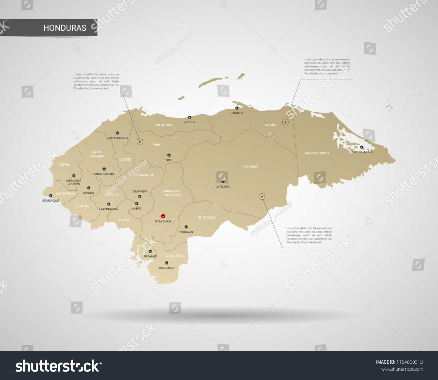 Stylized Vector Honduras Map Infographic 3d Stock Vector Royalty Free