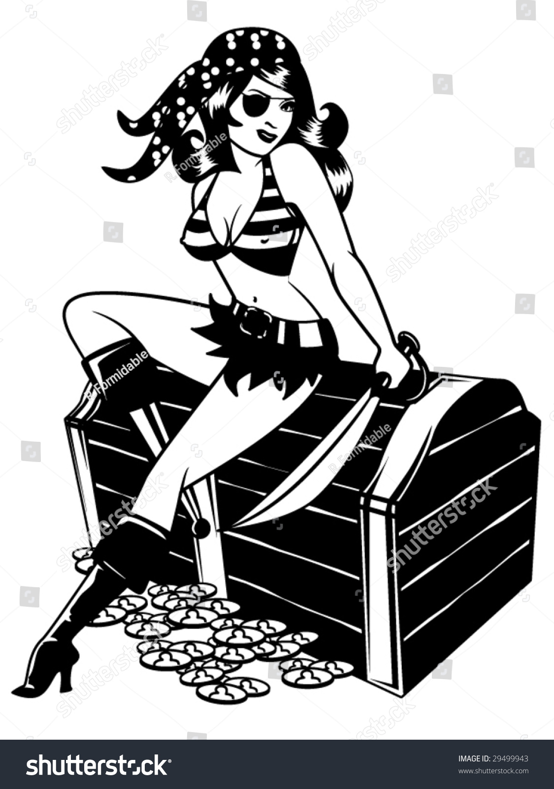 Stylized Vector Illustration Of A Sexy Pinup Dressed As A Pirate Shutterstock