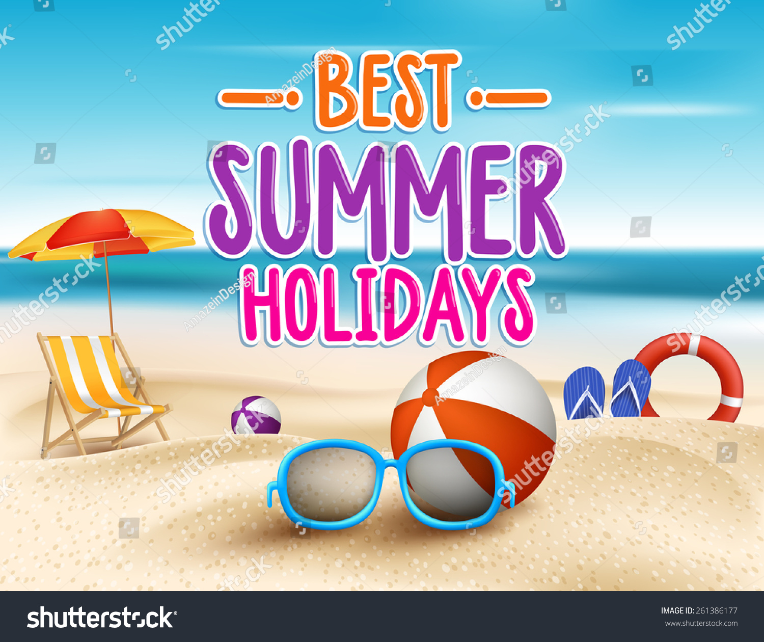 Summer Holidays Beach Seashore Vector Illustration Stock Vector