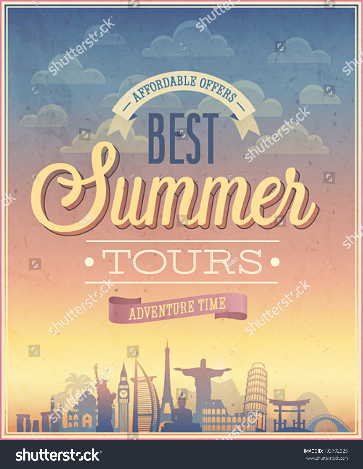 Summer Tours Poster. Vector Illustration. 193792325 Shutterstock