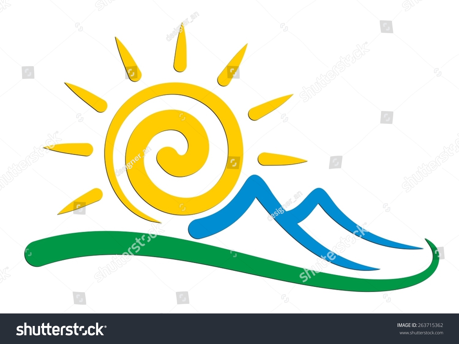 Sun And Mountains Logo Stock Vector Illustration 263715362 : Shutterstock