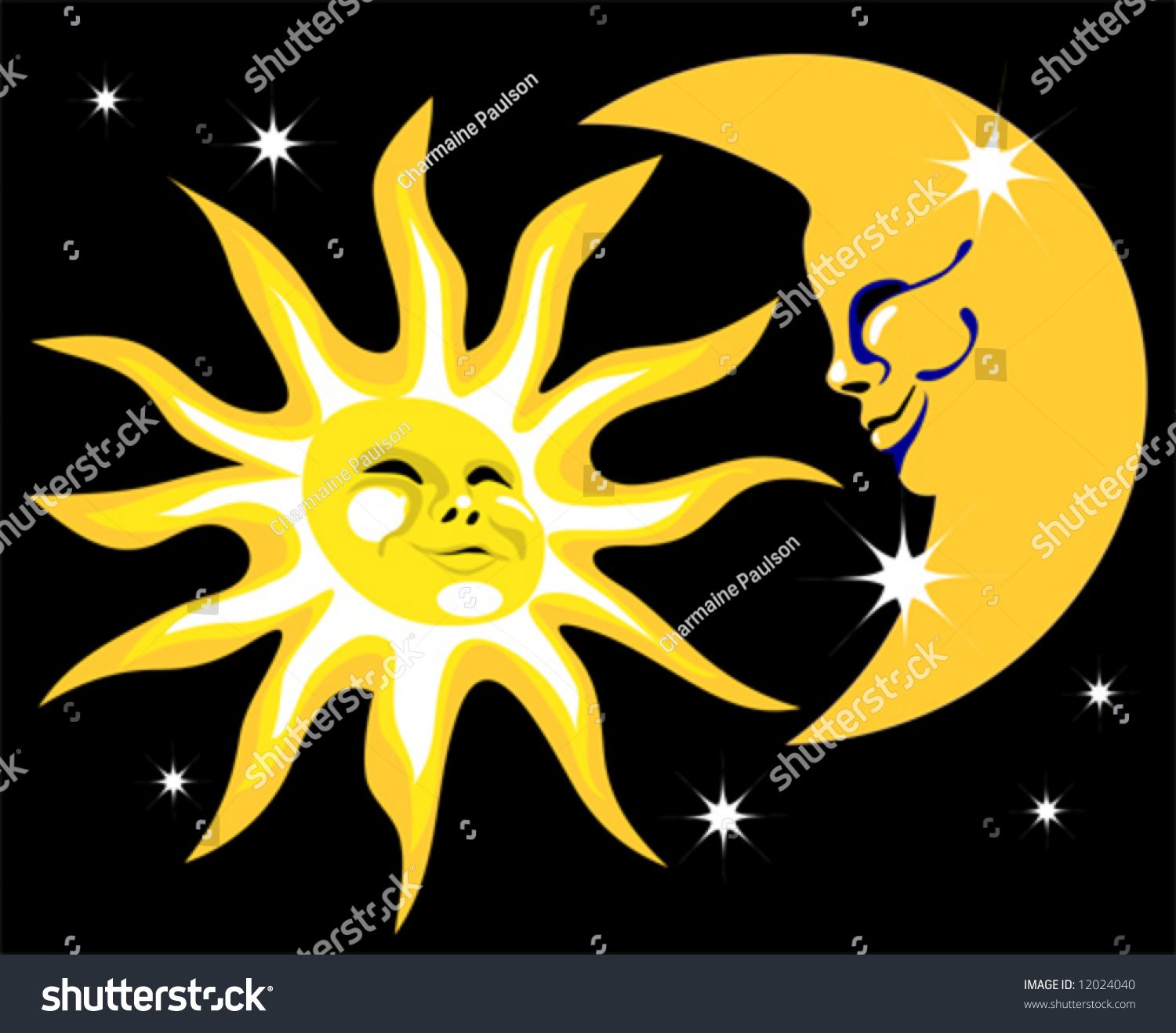 Sun And The Moon Vector Is Hand Drawn Original Artwork. - 12024040