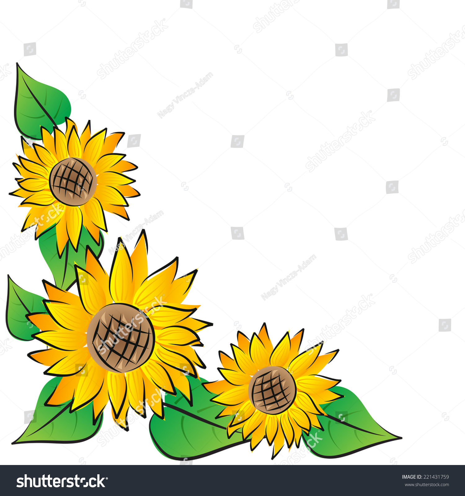 Sunflower Corner Decoration Stock Vector 221431759 Shutterstock 3432