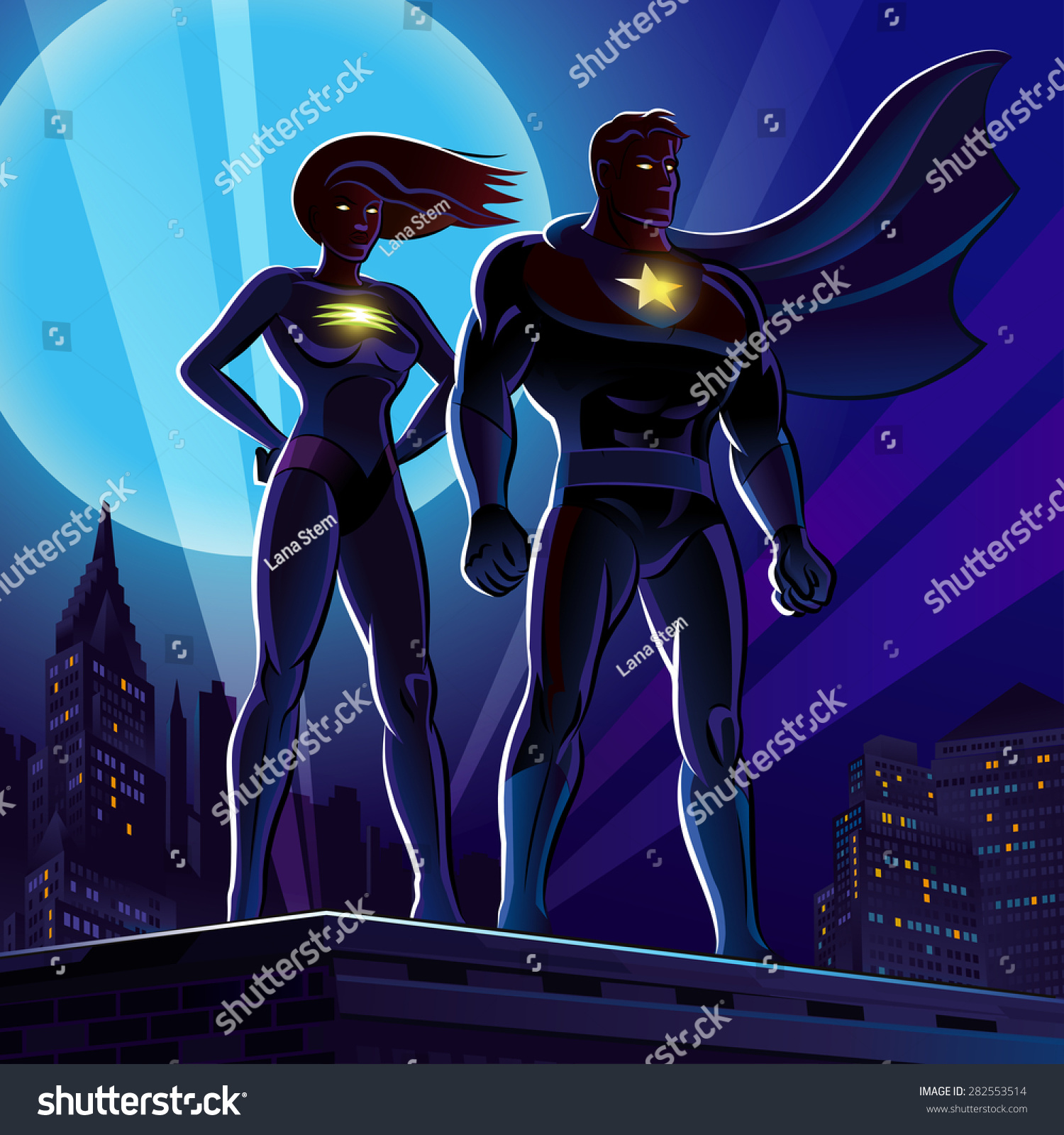 Superhero Couple Male Female Superheroes Vector Stock Vector 282553514 Shutterstock 