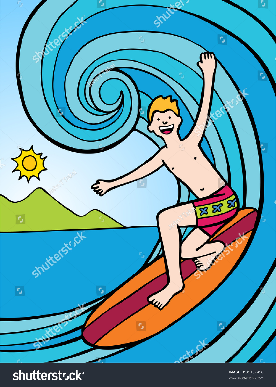 Surfer Wave Cartoon Stock Vector 35157496 - Shutterstock