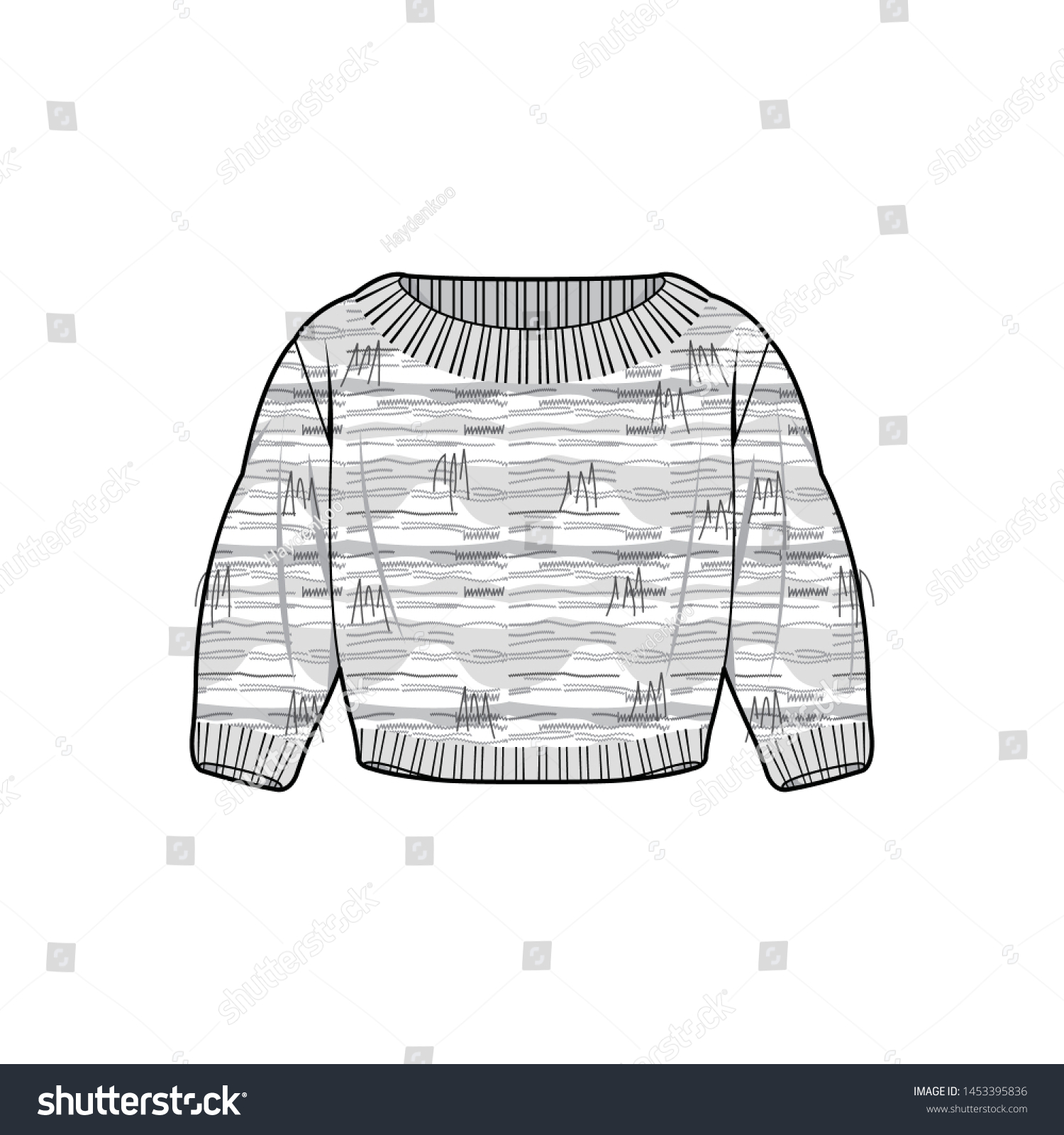 Sweater Fashion Flat Sketche Template Stock Vector Royalty Free