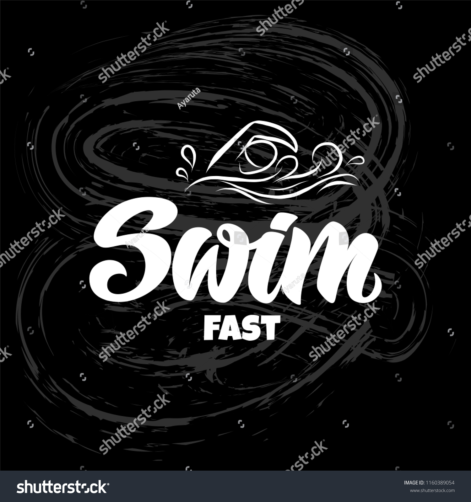 Swimming Hand Drawn Lettering Quote Swim Vector De Stock Libre De