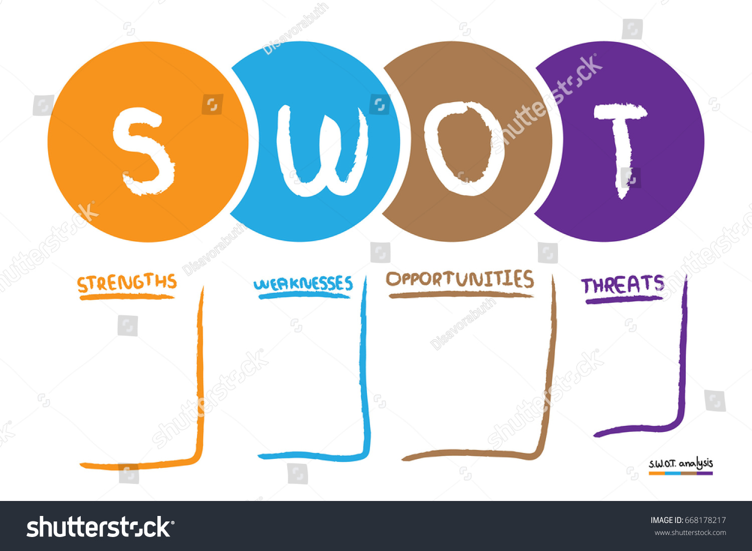 Vektor Stok Swot Analysis Table Template Strength Weaknesses Tanpa