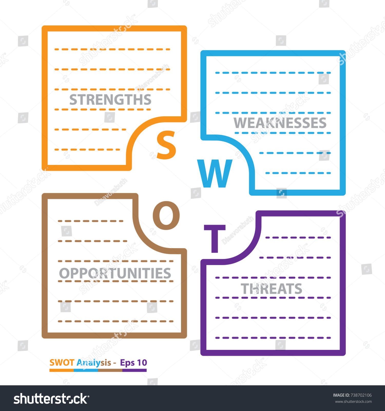 Swot Analysis Table Template Strength Weaknesses Stock Vector Royalty