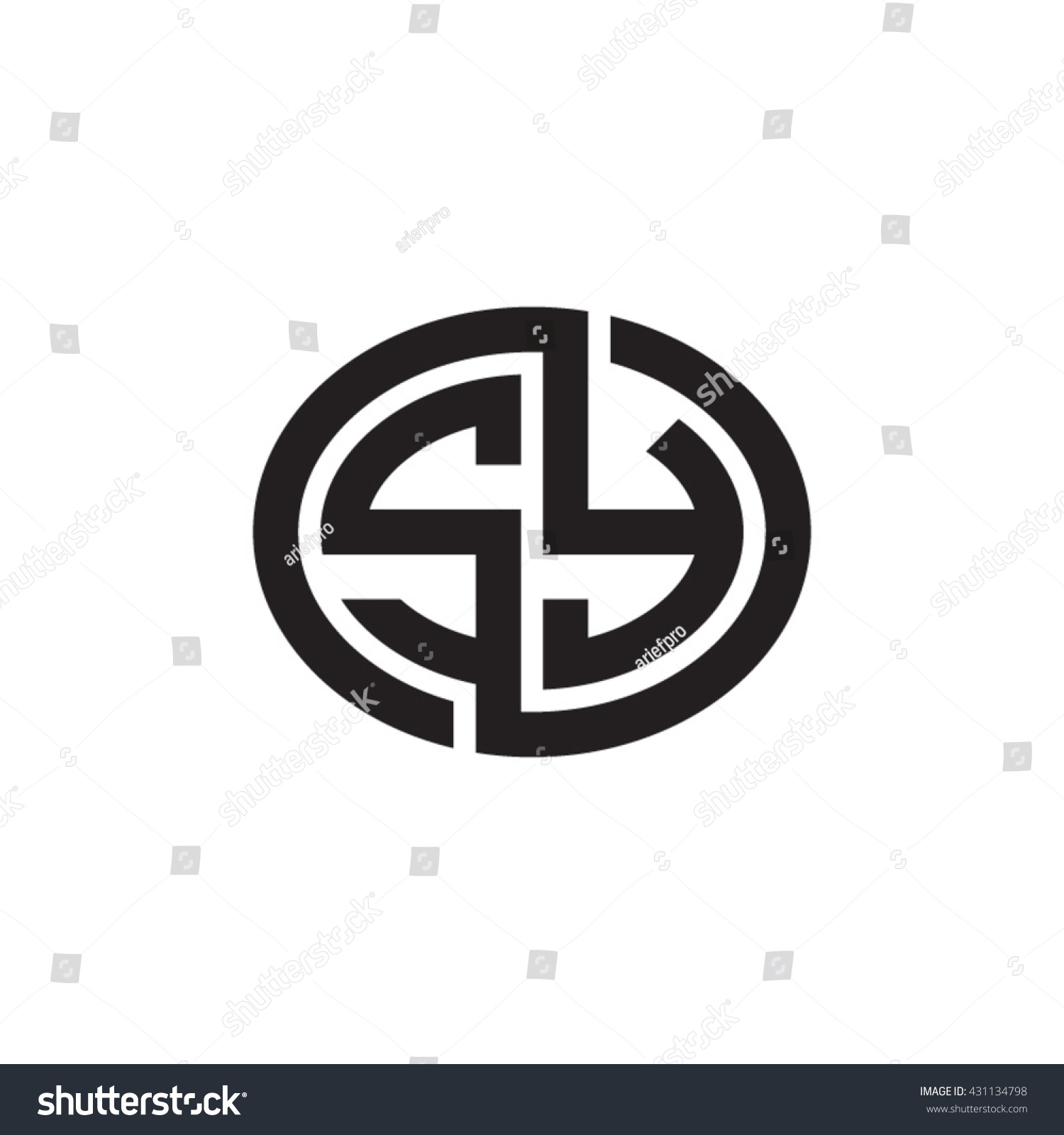 Sy Initial Letters Looping Linked Ellipse Stock Vector Royalty Free