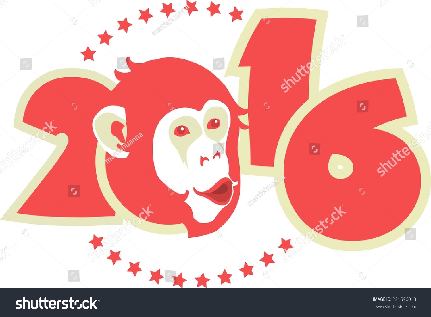 Symbol Year On Chinese Calendar Monkey Stock Vector 221596048
