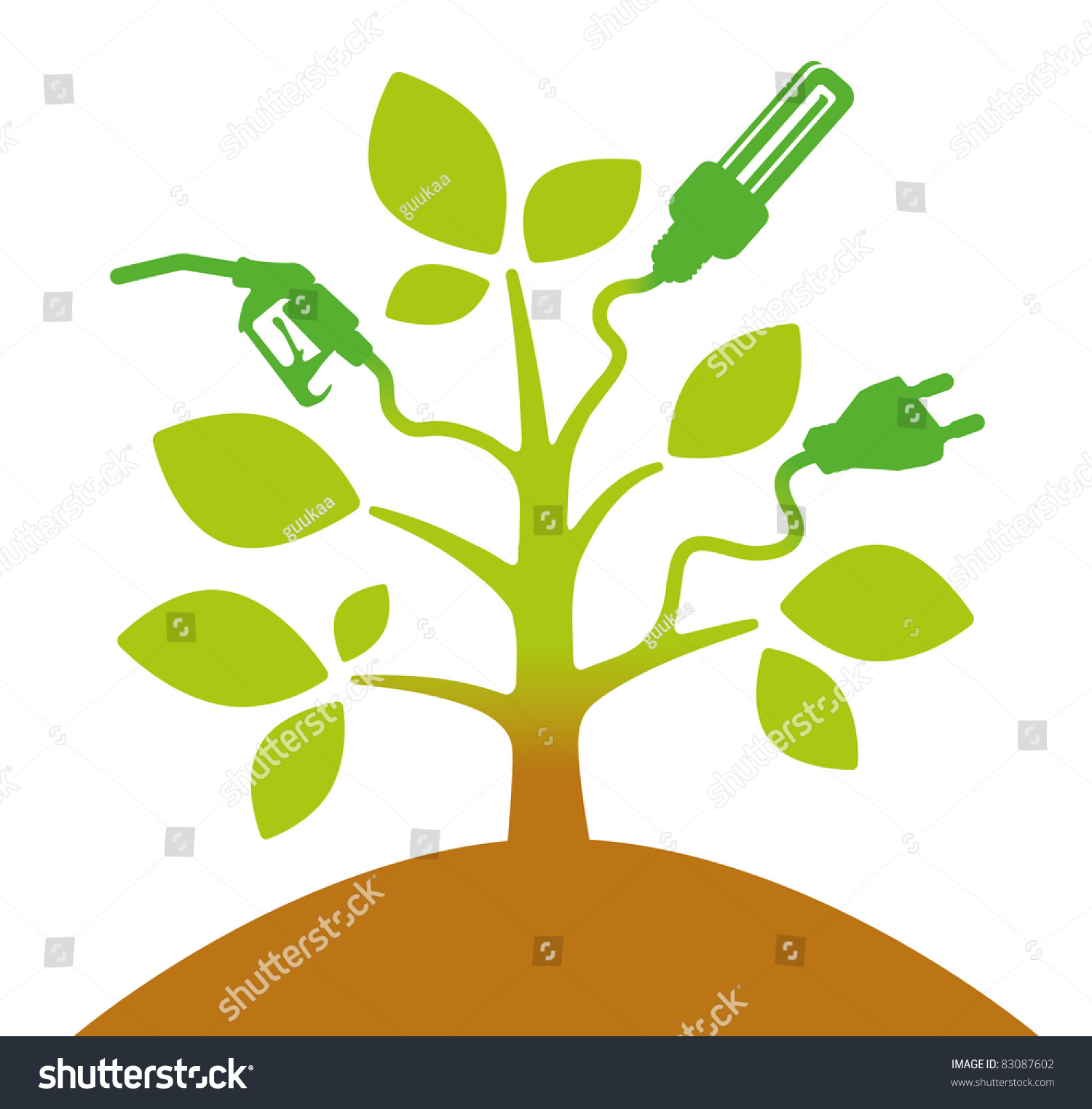 Symbolic Bioenergy Tree Stock Vector 83087602 Shutterstock