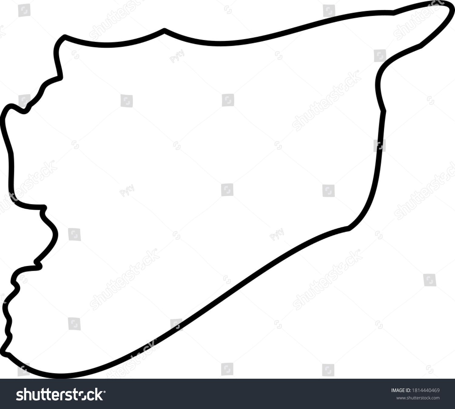 Syria Solid Black Outline Border Map Stock Vector Royalty Free