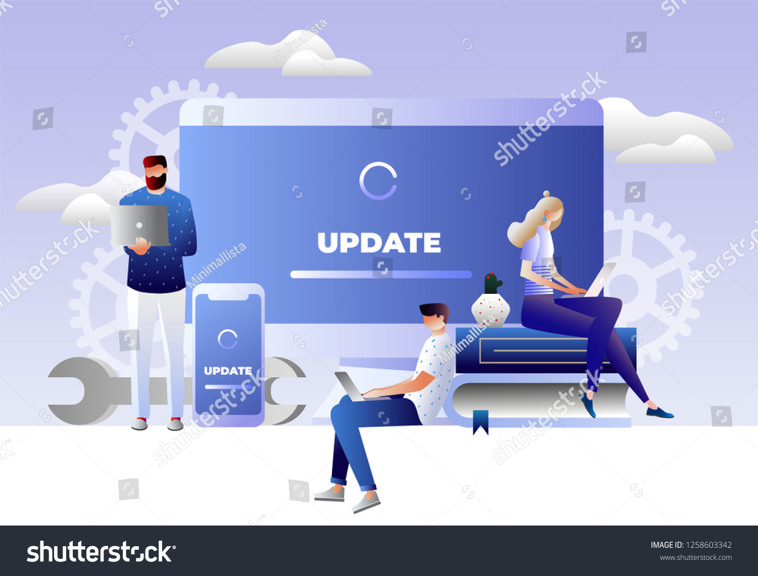 System Update Vector Illustration Concept People Stock Vector Royalty