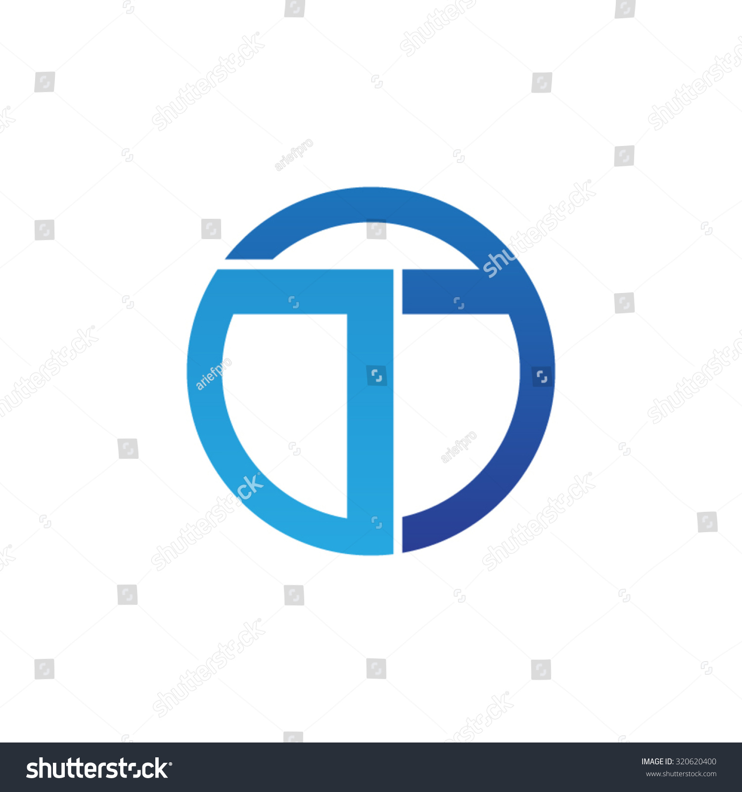 T Initial Circle Company Or To Ot Logo Blue Stock Vector Illustration