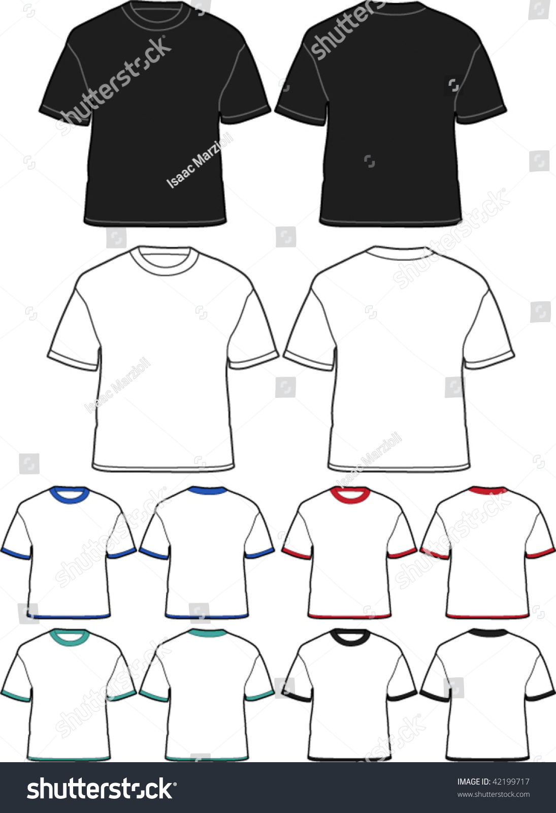 T-Shirt Template - Front And Back - Vector Illustrations - 42199717