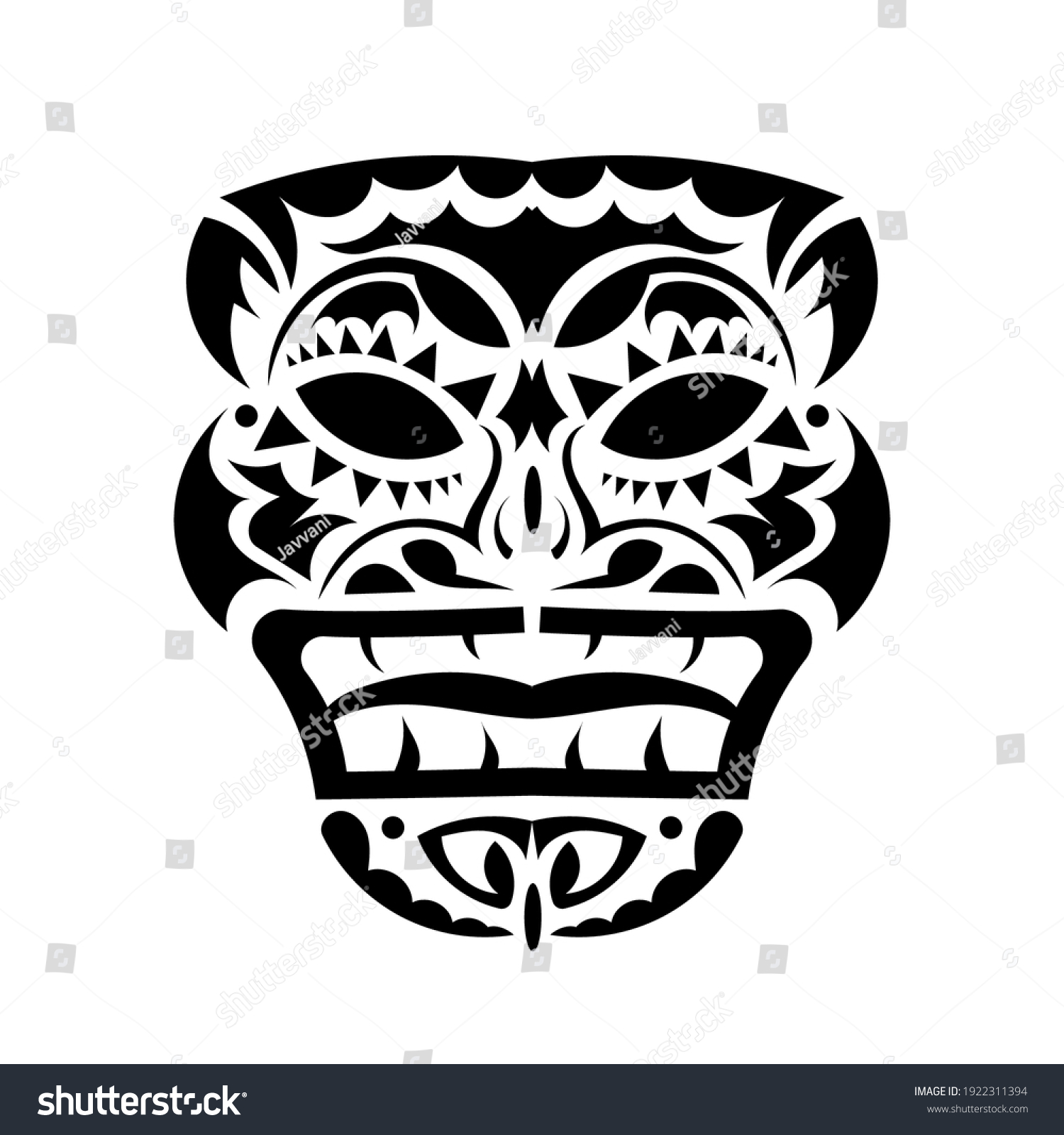 Tattoo Maske Im Polynesischen Stil Maori Stock Vektorgrafik