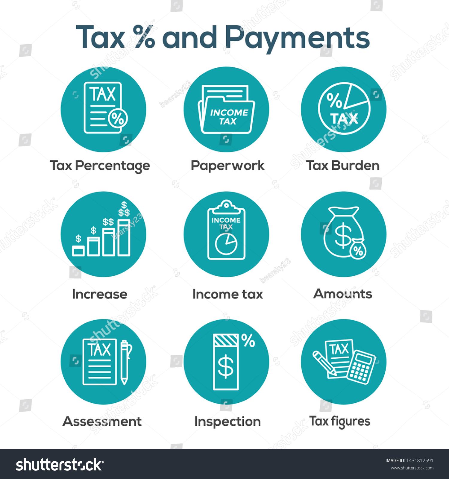 Tax Concept Percentage Paid Icon Income Stock Vector Royalty Free