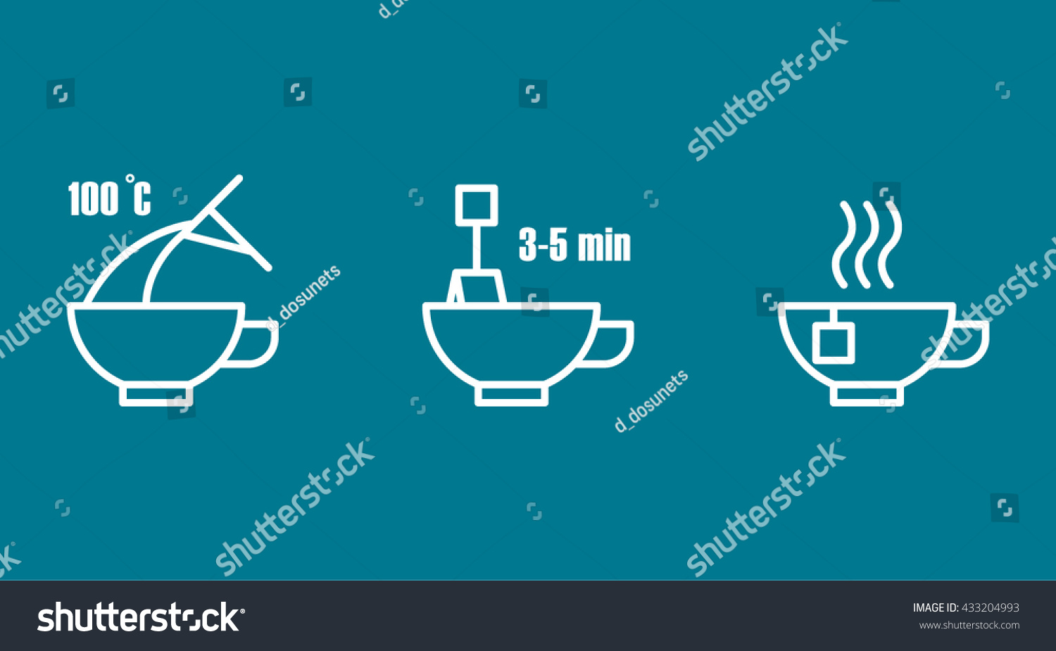 Tea Preparation Instruction Design Elements Line Stock Vector Royalty