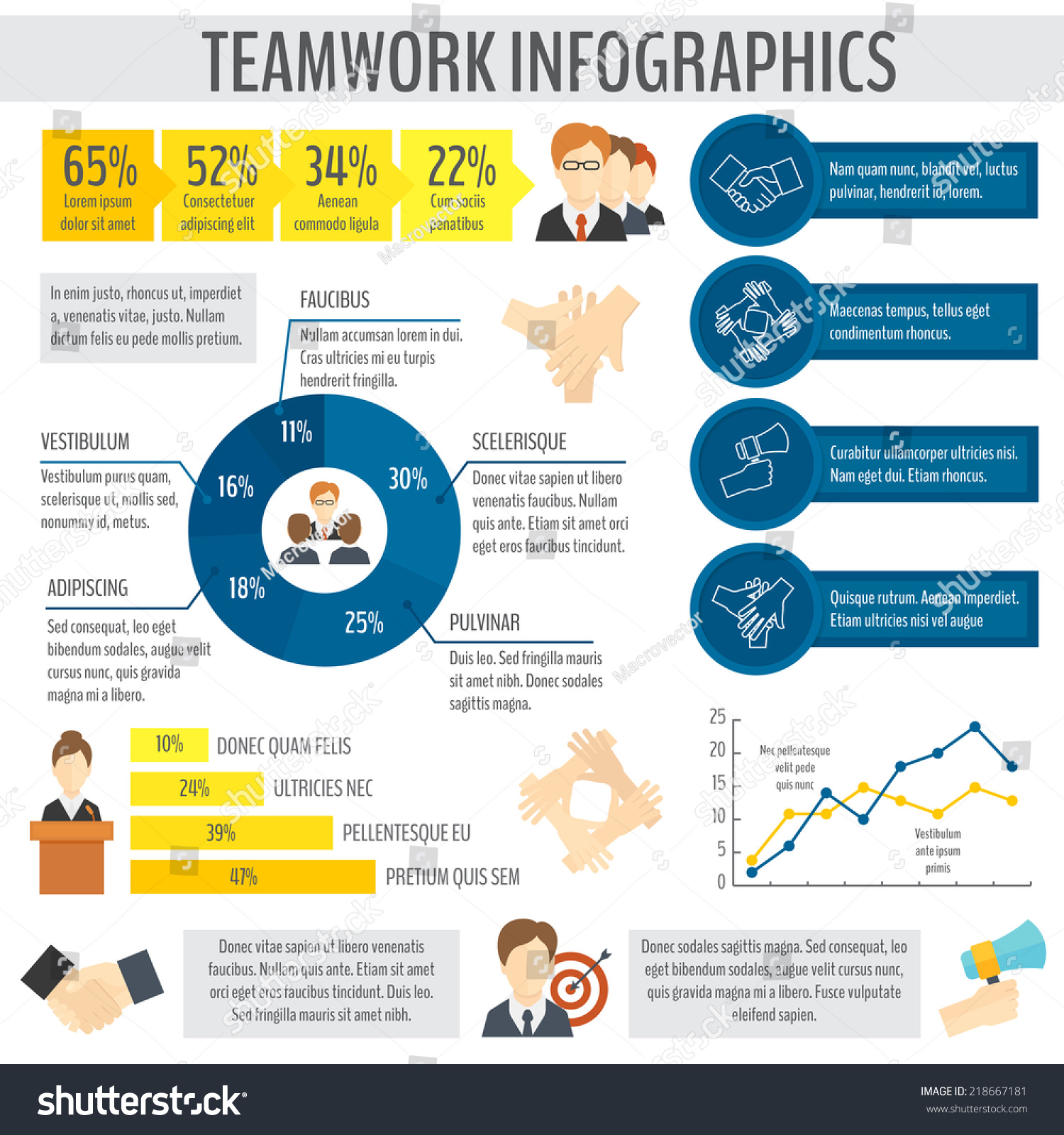 Teamwork Effective Management And Cooperation Infographic Elements With ...