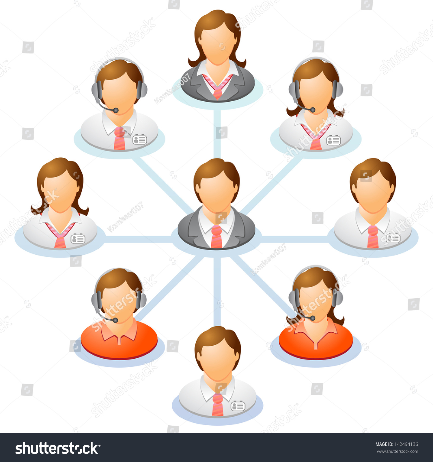 Teamwork Flow Chart Network People Spider Stock Vector 142494136