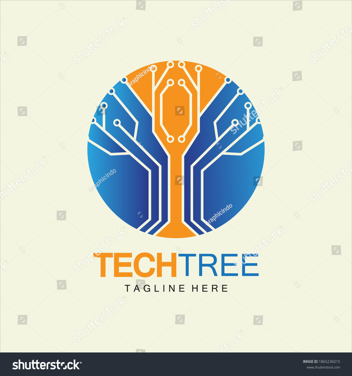 Tech Tree Logo Conceptgreen Network Technology Stock Vector Royalty