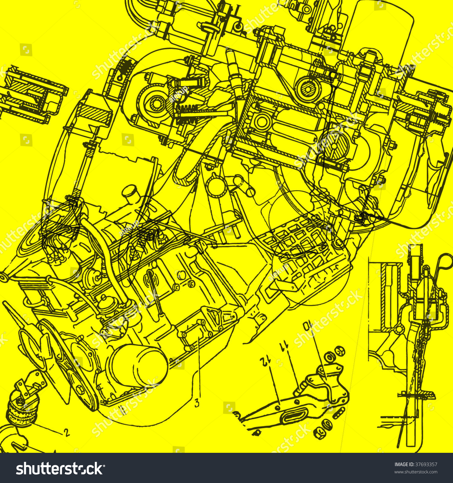 Technical Drawing Background 5 Stock Vector Illustration 37693357 Shutterstock