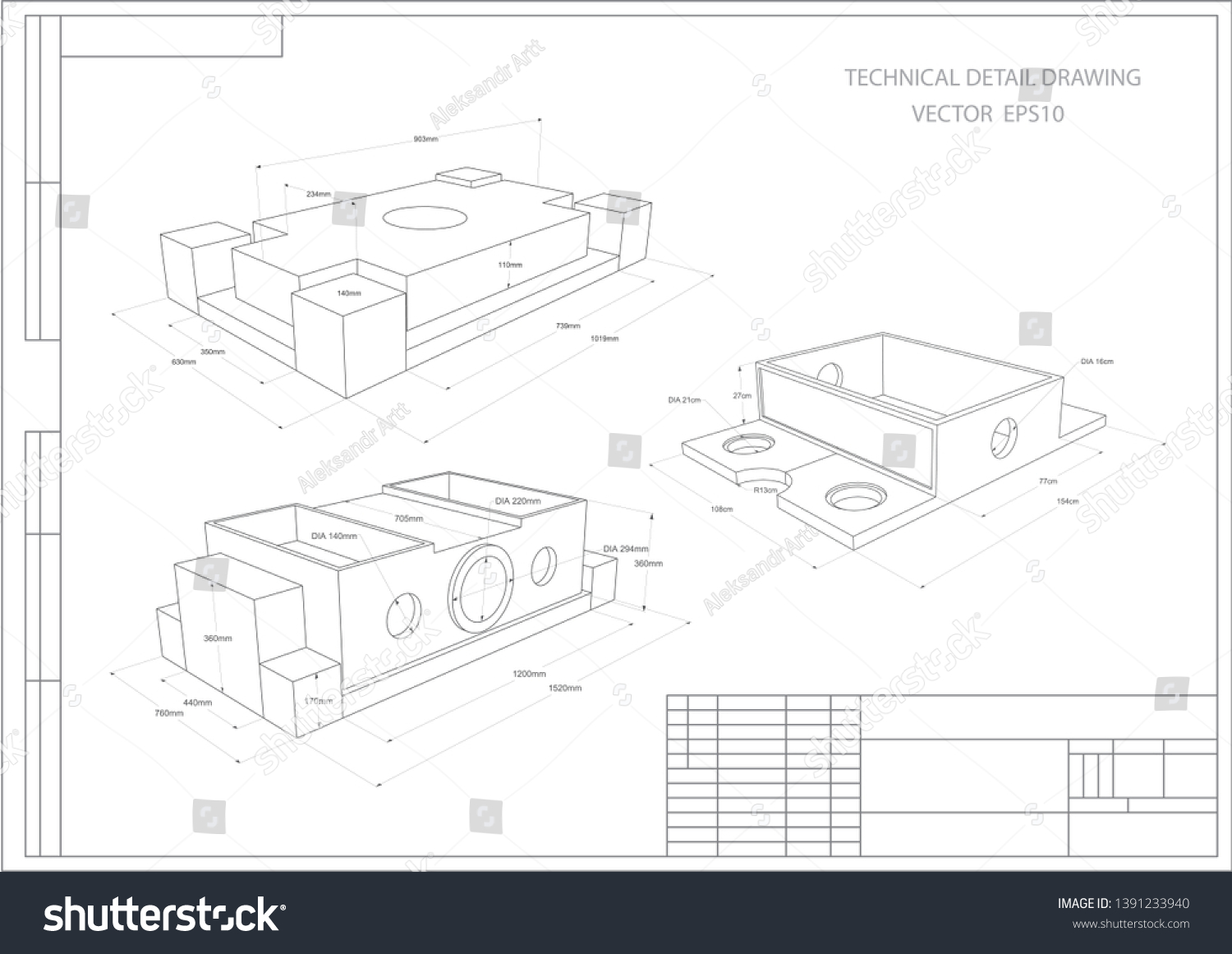 Stock Vektor Technical Drawing Vector Engineering