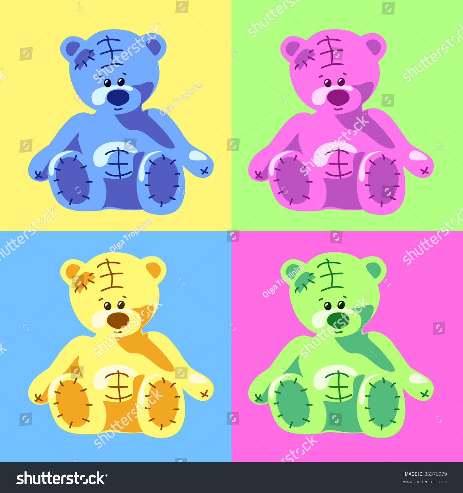 teddy bear in different colours