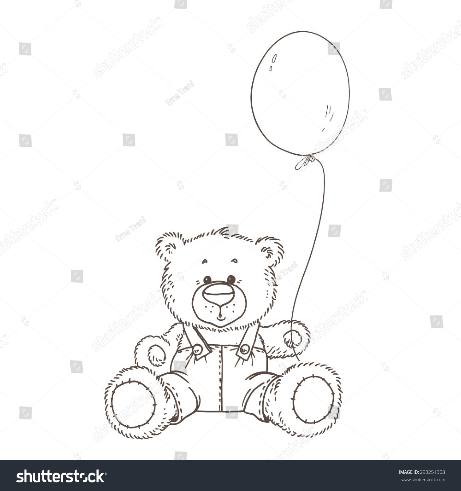 teddy bear drawing with balloons