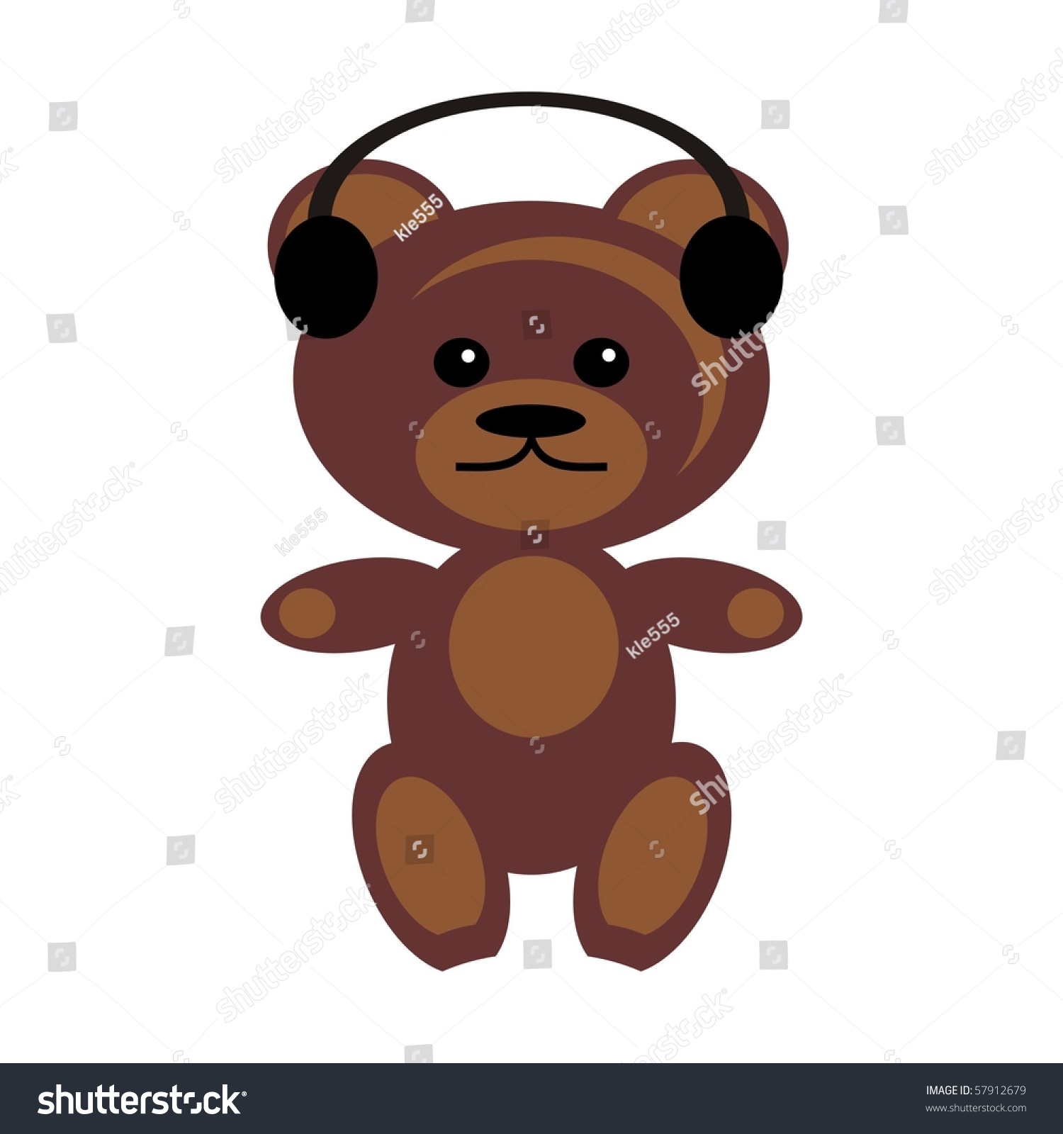 Teddy Bear With Headphones Stock Vector Illustration